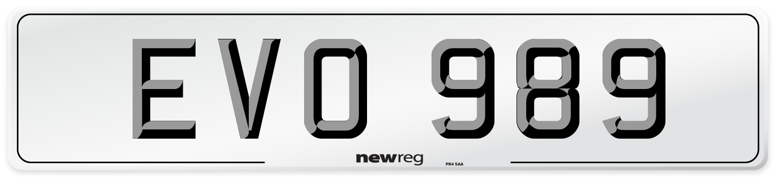 EVO 989 Number Plate from New Reg